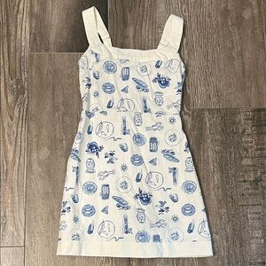 Abercrombie & Finch blue print linen dress size XS